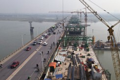 Hình ảnh cầu Vĩnh Tuy giai đoạn 2 sau hơn 2 năm thi công