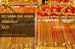 So sánh giá vàng hôm nay 25/3: Vàng SJC có nơi 50.000 đồng/lượng trong phiên cuối tuần