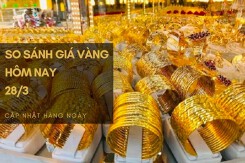 So sánh giá vàng hôm nay 28/3: Vàng SJC điều chỉnh giảm tới 300.000 đồng/lượng