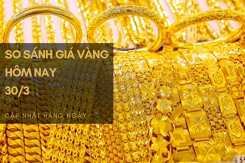So sánh giá vàng hôm nay 30/3: Vàng SJC giảm 50.000 đồng/lượng đến 400.000 đồng/lượng