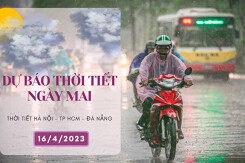 Dự báo thời tiết ngày mai 16/4/2023: Hà Nội cục bộ có mưa vừa, Đà Nẵng ngày vẫn nắng, TP HCM chiều tối và đêm có mưa