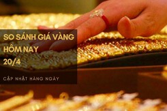 So sánh giá vàng hôm nay 20/4: Vàng SJC có nơi tăng, nơi giảm 50.000 đồng/lượng