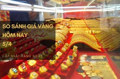 So sánh giá vàng hôm nay 5/4: Vàng SJC tăng thêm 250.000 đồng/lượng
