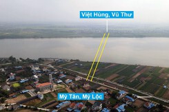 Toàn cảnh vị trí quy hoạch xây cầu vượt sông Hồng nối Mỹ Lộc, Nam Định - Vũ Thư, Thái Bình