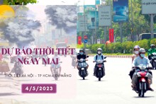 Dự báo thời tiết ngày mai 4/5/2023: Hà Nội, Đà Nẵng ngày vẫn nắng, không mưa, TP HCM ngày nắng nóng, đêm có mưa rải rác