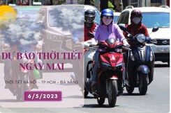 Dự báo thời tiết ngày mai 6/5/2023: Hà Nội, Đà Nẵng ngày nắng, không có mưa, TP HCM ngày nắng nóng, đêm rải rác mưa vài nơi