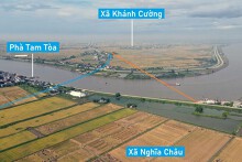 Toàn cảnh khu vực dự kiến xây cầu Tam Tòa vượt sông Đáy trên cao tốc nối Ninh Bình - Nam Định