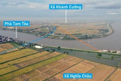 Toàn cảnh khu vực dự kiến xây cầu Tam Tòa vượt sông Đáy trên cao tốc nối Ninh Bình - Nam Định