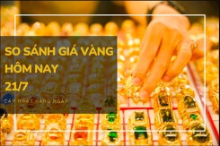 So sánh giá vàng hôm nay 21/7: Vàng 24K đảo chiều giảm đến 250.000 đồng/lượng