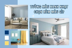 Tường màu xanh nhạt chọn rèm màu gì?