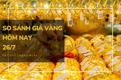 So sánh giá vàng hôm nay 26/7: Đảo chiều, vàng SJC giảm trở lại mốc 67,2 triệu đồng/lượng