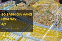 So sánh giá vàng hôm nay 4/7: Vàng SJC có nơi tăng 100.000 đồng/lượng