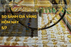 So sánh giá vàng hôm nay 5/7: Vàng 18K tiếp tục lao dốc, mức giảm cao nhất 300.000 đồng/lượng