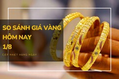 So sánh giá vàng hôm nay 1/8: Vàng SJC quay đầu tăng đến 250.000 đồng/lượng