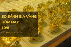 So sánh giá vàng hôm nay 10/8: Vàng SJC giảm 150.000 đồng/lượng