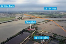 Toàn cảnh vị trí quy hoạch xây cầu vượt sông Văn Úc nối huyện Tiên Lãng - Kiến Thụy, Hải Phòng