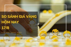So sánh giá vàng hôm nay 17/8: Vàng SJC tăng nhẹ 50.000 đồng/lượng tại một vài nơi