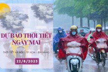 Dự báo thời tiết ngày mai 22/8/2023: Hà Nội sáng và đêm có mưa, Đà Nẵng giảm nhiệt, TP HCM mưa nhiều vào chiều tối