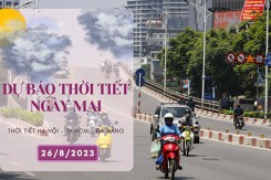 Dự báo thời tiết ngày mai 26/8/2023: Hà Nội tăng nhiệt, Đà Nẵng tiếp tục nắng nóng, TP HCM mưa về chiều và tối