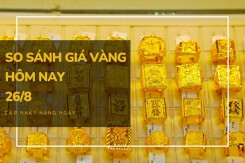 So sánh giá vàng hôm nay 26/8: Vàng SJC tăng 200.000 đồng/lượng chiều bán
