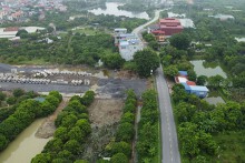 Toàn cảnh tuyến đường nối Vành đai 4 - Vành đai 5 qua QL38 đến QL21 huyện Kim Bảng, Hà Nam đang xây dựng