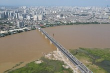 Hình ảnh thông xe cầu Vĩnh Tuy giai đoạn 2