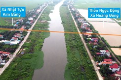 Toàn cảnh vị trí dự kiến xây cầu vượt sông Nhuệ nối xã Nhật Tựu, Kim Bảng với Ngọc Động, Duy Tiên, Hà Nam