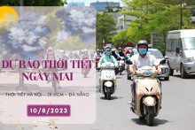 Dự báo thời tiết ngày mai 10/8/2023: Hà Nội đêm có mưa rải rác, Đà Nẵng nắng nóng, TP HCM không mưa