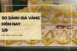 So sánh giá vàng hôm nay 1/9: Vàng SJC có nơi tăng 100.000 đồng/lượng trong phiên đầu tháng mới