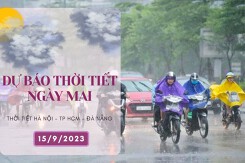 Dự báo thời tiết ngày mai 15/9/2023: Hà Nội có mưa vừa, Đà Nẵng và TP HCM ngày nắng, chiều tối có mưa