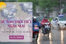 Dự báo thời tiết ngày mai 21/9/2023: Hà Nội, Đà Nẵng ngày nắng, TP HCM mưa về chiều tối