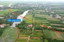 Toàn cảnh vị trí quy hoạch xây cầu vượt sông Châu Giang nối xã Ngọc Lũ, Bình Lục với Nhân Nghĩa, Lý Nhân, Hà Nam