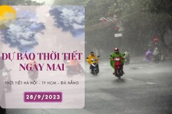 Dự báo thời tiết ngày mai 28/9/2023: Hà Nội vẫn có mưa rất to, Đà Nẵng và TP HCM mưa lớn về chiều tối