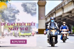 Dự báo thời tiết ngày mai 8/9/2023: Hà Nội, Đà Nẵng và TP HCM ngày nắng, chiều và tối có mưa vài nơi