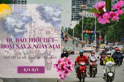 Dự báo thời tiết hôm nay và ngày mai 3/1: Hà Nội mưa rét, Đà Nẵng có mưa rải rác, TP HCM nắng nhiều