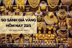 So sánh giá vàng hôm nay 22/1: Vàng SJC trên đà giảm mạnh, mất giá thêm 900.000 đồng/lượng
