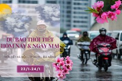 Dự báo thời tiết hôm nay và ngày mai 24/1: Hà Nội tiếp tục rét hại, Đà Nẵng mưa to và rét, TP HCM có lúc lên tới 35 độ