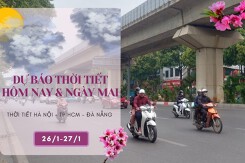 Dự báo thời tiết hôm nay và ngày mai 27/1: Hà Nội rét hại, Đà Nẵng trời mưa và rét, TP HCM nắng chói chang