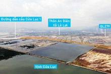 Vị trí tuyến đường gần 8 km sẽ mở kết nối cầu Cửa Lục 1 với cầu Cửa Lục 3 ở Quảng Ninh