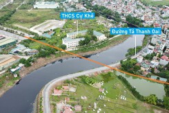 Toàn cảnh vị trí quy hoạch xây cầu vượt sông Nhuệ nối huyện Thanh Trì - Thanh Oai, Hà Nội