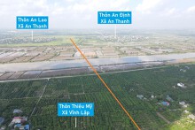 Toàn cảnh vị trí dự kiến quy hoạch xây cầu vượt sông Thái Bình nối huyện Thanh Hà - Tứ Kỳ, Hải Dương