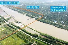 Toàn cảnh vị trí quy hoạch xây cầu vượt sông Thái Bình nối Thanh Hà - Tứ Kỳ, Hải Dương gần bến đò Bầu