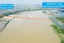 Toàn cảnh vị trí dự kiến quy hoạch cầu vượt sông Thái Bình, nối xã Bình Lãng, Tứ Kỳ với An Phượng, Thanh Hà, Hải Dương