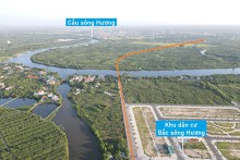 Toàn cảnh vị trí dự kiến quy hoạch cầu vượt sông Hương nối xã Tân Việt với thị trấn Thanh Hà, Hải Dương
