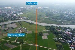 Toàn cảnh vị trí quy hoạch cầu vượt sông Rế ở huyện An Dương, nối xã Hồng Phong ra QL5 Hải Phòng