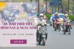 Dự báo thời tiết hôm nay và ngày mai 2/3: Hà Nội thấp nhất 11 độ, Đà Nẵng chiều mưa, TP HCM duy trì nắng nóng