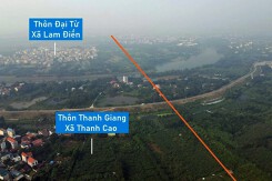 Toàn cảnh vị trí quy hoạch cầu vượt sông Đáy nối huyện Chương Mỹ - Thanh Oai, Hà Nội