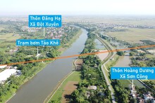 Toàn cảnh vị trí quy hoạch cầu vượt sông Đáy nối Ứng Hòa - Mỹ Đức, Hà Nội