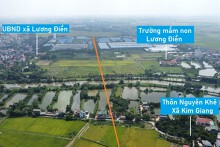 Toàn cảnh vị trí dự kiến quy hoạch cầu vượt sông Ghẽ nối xã Lương Điền - Kim Giang, Cẩm Giàng, Hải Dương