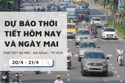 Dự báo thời tiết hôm nay và ngày mai (21/4) Hà Nội giảm nhiệt, Đà Nẵng có mưa vài nơi và TP Hồ Chí Minh nắng gắt 37 độ